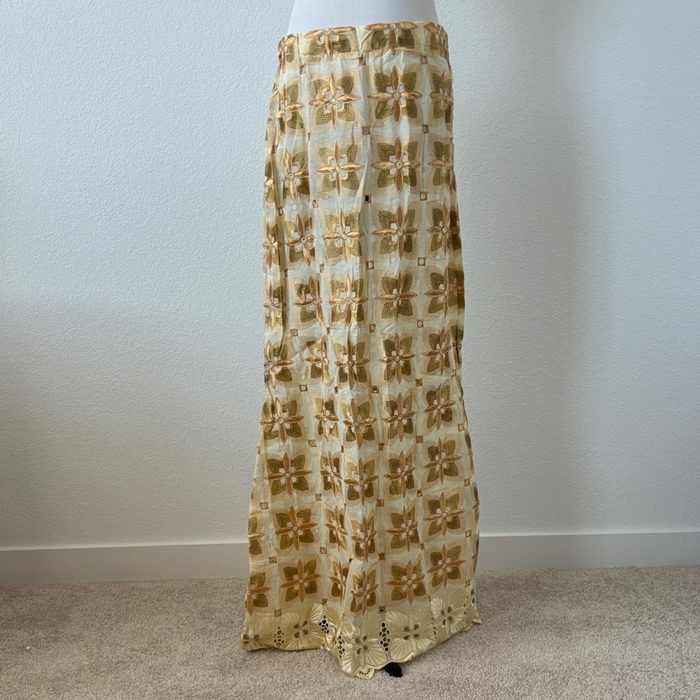 Fully Embroidered Handmade Saree Material Sheer Floor Length Skirt